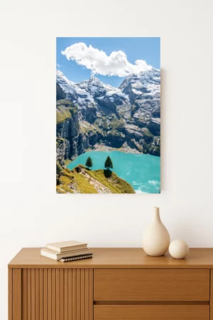 photo du point de vue connu sur le lac d'Oeschinen