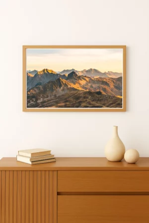 coucher de soleil en montagne