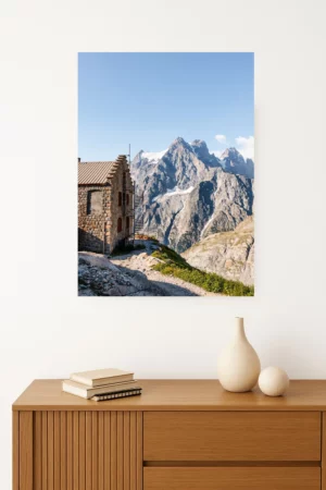 Photo du refuge du glacier Blanc face au Mont Pelvoux