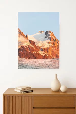 tirage photo du massif du mont blanc au coucher de soleil