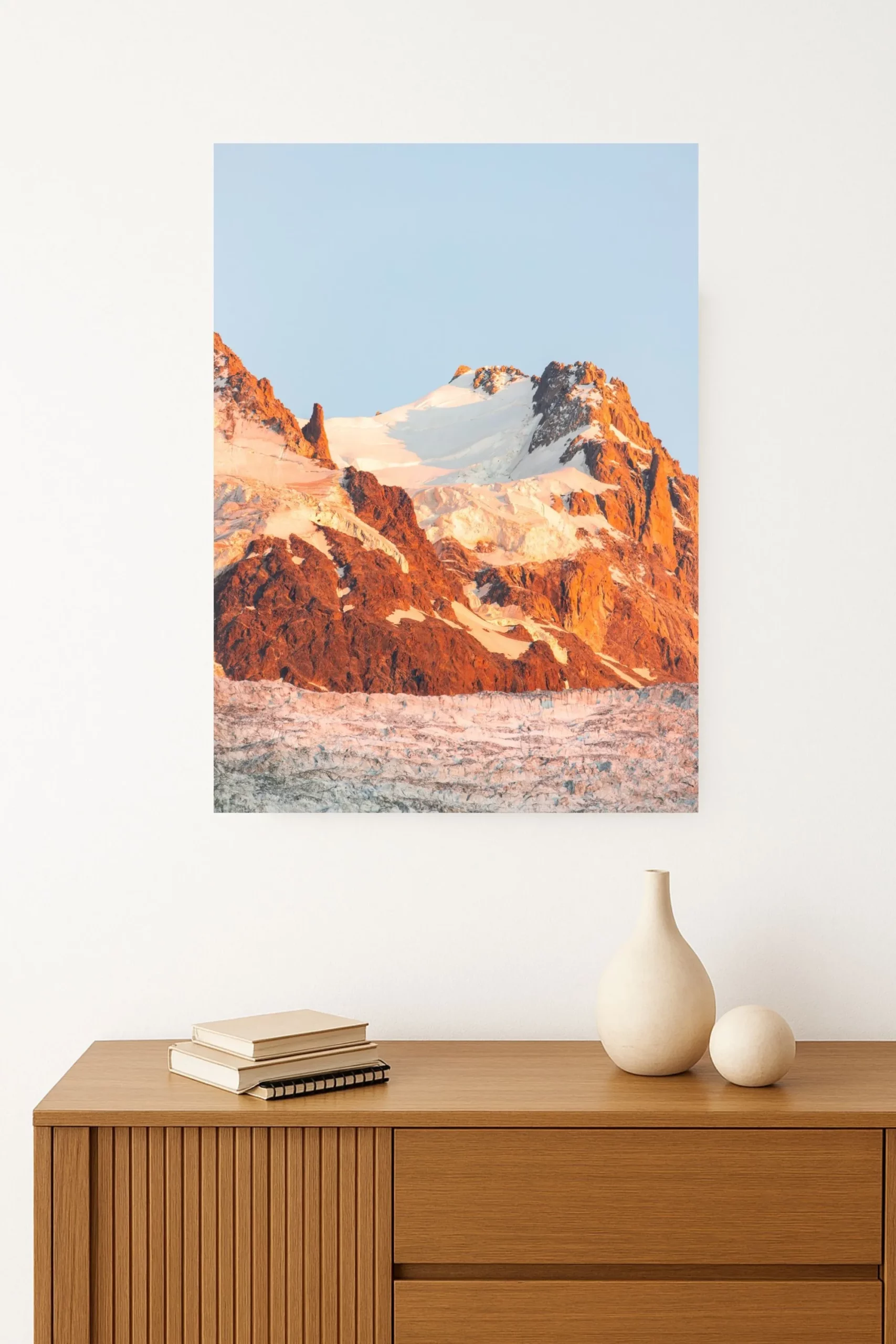 tirage photo du massif du mont blanc au coucher de soleil