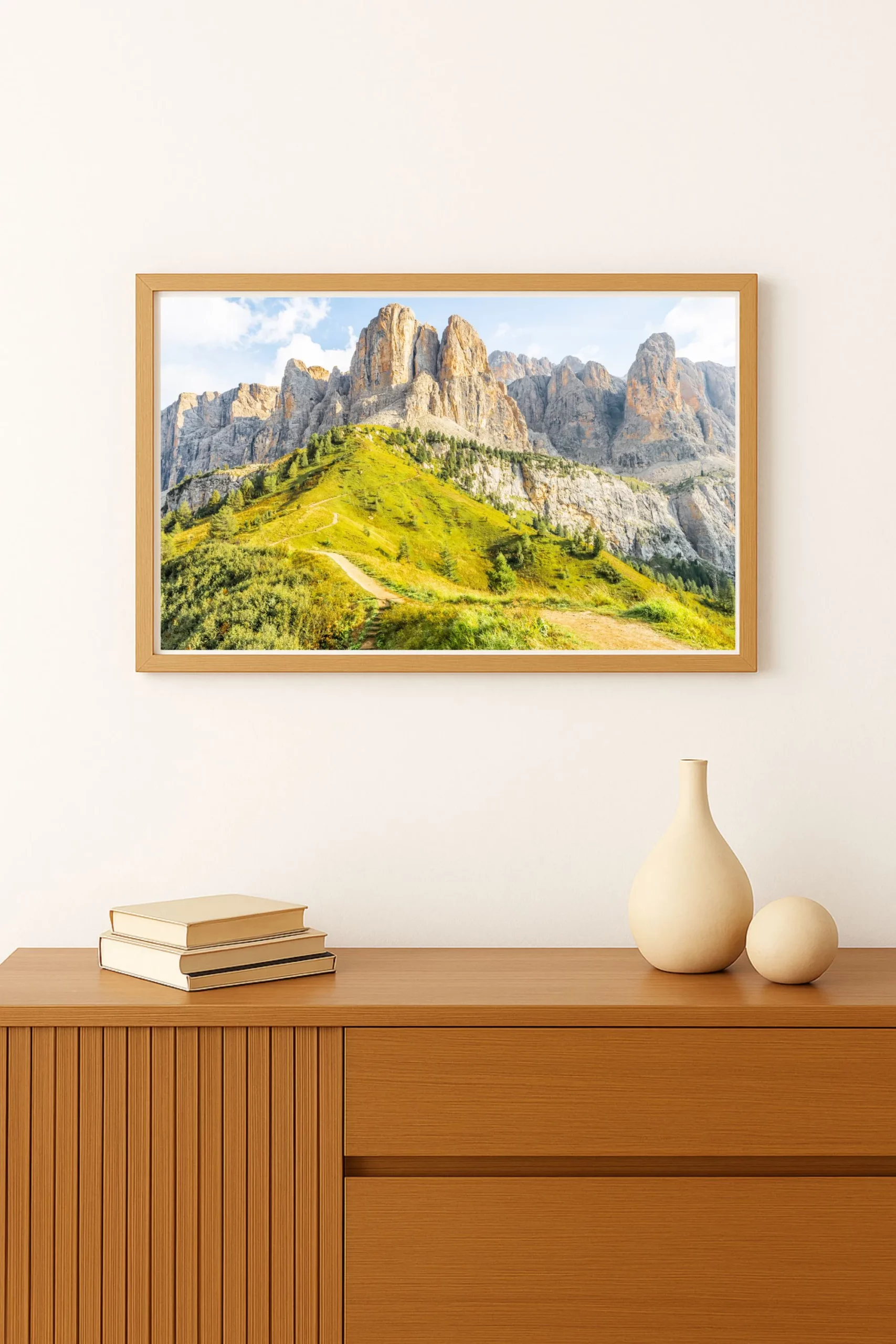 tirage photo des montagnes du col de gardena dans les dolomites