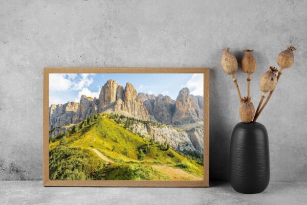 tirage photo des montagnes du col de gardena dans les dolomites