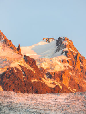 tirage photo du massif du mont blanc au coucher de soleil