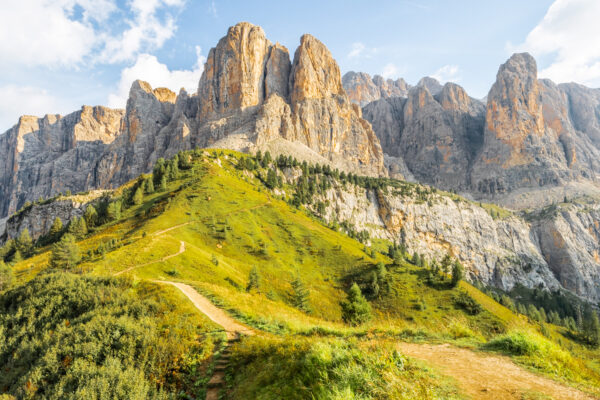 tirage photo des montagnes du col de gardena dans les dolomites