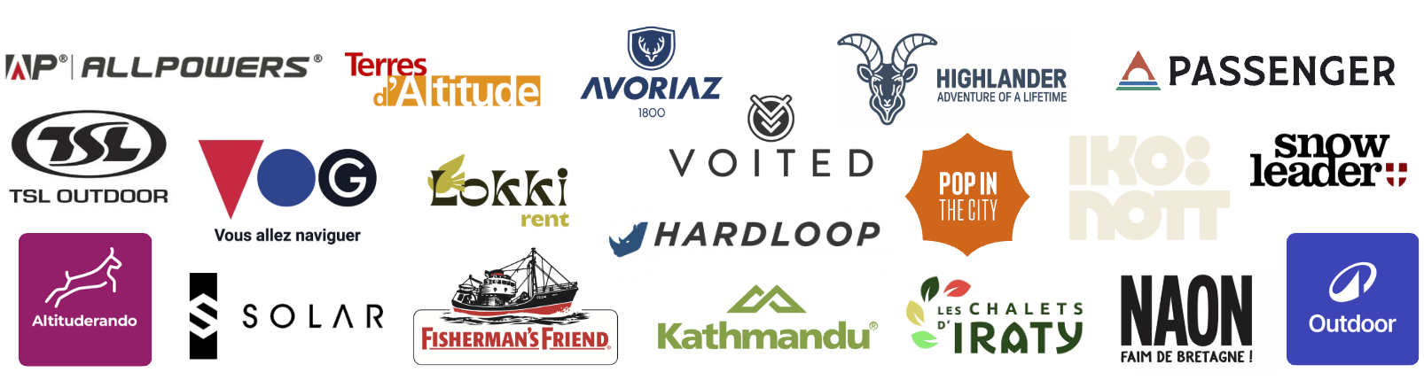 capture d'écran des logos des marques