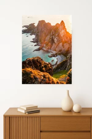 tirage photo de la Vue panoramique depuis le sommet du Matind sur la mer et les plages paradisiaques.