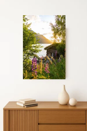 tirage photo d'une cabane au bord du fjord